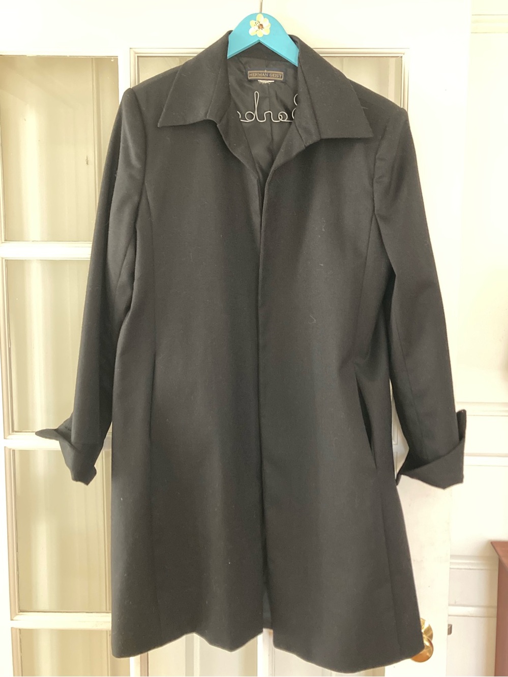Stylish Black Women's Wool Long Jacket
